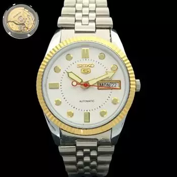 ВОССТАНОВЛЕННЫЕ ВИНТАЖНЫЕ МУЖСКИЕ ЧАСЫ SEIKO 5 AUTOMATIC JAPAN С ЗОЛОТЫМ МЕХАНИЗМОМ a304782-9 SKU575a-a304782