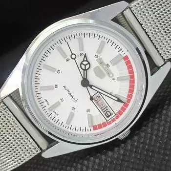 ВОССТАНОВЛЕННЫЕ ВИНТАЖНЫЕ МУЖСКИЕ ЧАСЫ SEIKO 5 AUTOMATIC JAPAN D/D WHITE 528-a277005-7 Seikoa277005