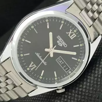 ВОССТАНОВЛЕННЫЕ ВИНТАЖНЫЕ МУЖСКИЕ ЧАСЫ SEIKO 5 AUTOMATIC JAPAN D/D BLACK 605-a314205-2 SKU605-a314205