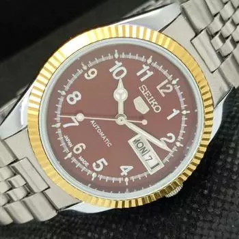 ВОССТАНОВЛЕННЫЕ ВИНТАЖНЫЕ МУЖСКИЕ ЧАСЫ SEIKO 5 AUTOMATIC JAPAN С ЗОЛОТЫМ МЕХАНИЗМОМ a304908-9 SKU575a-a304908