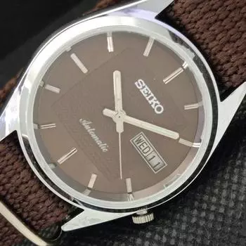 ВОССТАНОВЛЕННЫЕ ВИНТАЖНЫЕ МУЖСКИЕ ЧАСЫ SEIKO 5 AUTOMATIC JAPAN D/D BROWN 605-a314182-9 SKU605-a314182