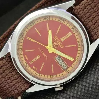 ВОССТАНОВЛЕННЫЕ ВИНТАЖНЫЕ МУЖСКИЕ ЧАСЫ SEIKO 5 AUTOMATIC JAPAN D/D RED 598-a313039-2 SKU598-a313039