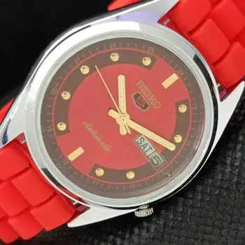 ВОССТАНОВЛЕННЫЕ ВИНТАЖНЫЕ МУЖСКИЕ ЧАСЫ SEIKO 5 AUTOMATIC JAPAN D/D RED 593a-a311236-9 SKU593a-a311236
