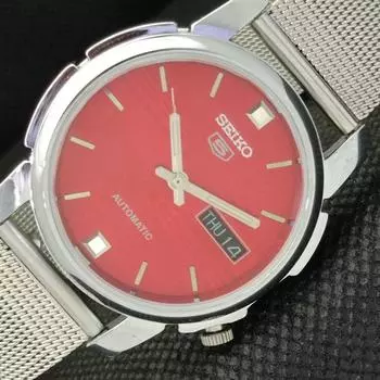 ВОССТАНОВЛЕННЫЕ ВИНТАЖНЫЕ МУЖСКИЕ ЧАСЫ SEIKO 5 AUTOMATIC JAPAN D/D RED 588a-a310226-2 SKU588a-a310226