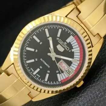ВОССТАНОВЛЕННЫЕ ВИНТАЖНЫЕ МУЖСКИЕ ЧАСЫ SEIKO 5 AUTOMATIC JAPAN С ЧЕРНЫМ ЦИФЕРБЛАТОМ a434393-2 R120-a434393