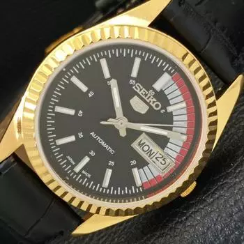 ВОССТАНОВЛЕННЫЕ ВИНТАЖНЫЕ МУЖСКИЕ ЧАСЫ SEIKO 5 AUTOMATIC JAPAN С ЧЕРНЫМ ЦИФЕРБЛАТОМ a434390-2 R120-a434390