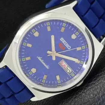 ВОССТАНОВЛЕННЫЕ ВИНТАЖНЫЕ МУЖСКИЕ ЧАСЫ SEIKO 5 AUTOMATIC JAPAN С СИНИМ ЦИФЕРБЛАТОМ a434690-2 R121-a434690