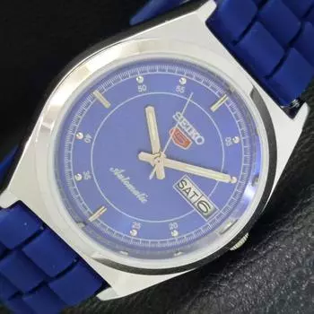ВОССТАНОВЛЕННЫЕ ВИНТАЖНЫЕ МУЖСКИЕ ЧАСЫ SEIKO 5 AUTOMATIC JAPAN С СИНИМ ЦИФЕРБЛАТОМ a434683-2 R121-a434683
