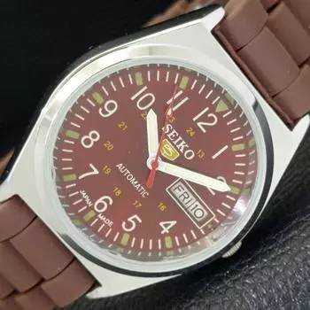 ВОССТАНОВЛЕННЫЕ ВИНТАЖНЫЕ МУЖСКИЕ ЧАСЫ SEIKO 5 AUTOMATIC JAPAN С БОРДОВЫМ ЦИФЕРБЛАТОМ a435119-2 R122-a435119