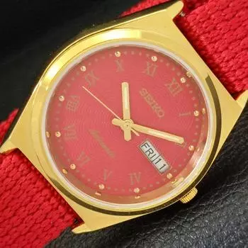ВОССТАНОВЛЕННЫЕ ВИНТАЖНЫЕ МУЖСКИЕ ЧАСЫ SEIKO AUTOMATIC 6349A ИЗ ЯПОНИИ С КРАСНЫМ ЦИФЕРБЛАТОМ a435143-2 R122-a435143