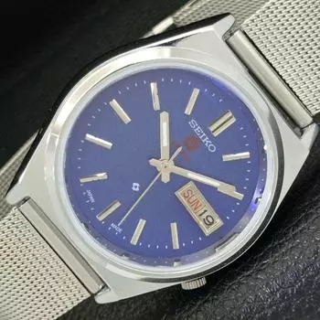 ВОССТАНОВЛЕННЫЕ ВИНТАЖНЫЕ МУЖСКИЕ ЧАСЫ SEIKO EXPO 70 AUTOMATIC JAPAN С СИНИМ ЦИФЕРБЛАТОМ a433571-2 R117-a433571