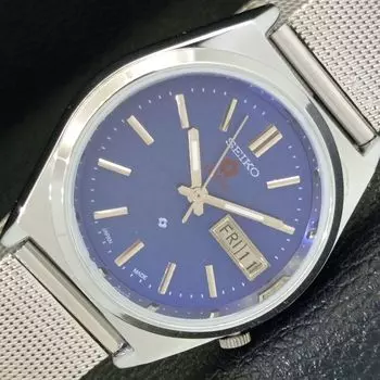 ВОССТАНОВЛЕННЫЕ ВИНТАЖНЫЕ МУЖСКИЕ ЧАСЫ SEIKO EXPO 70 AUTOMATIC JAPAN С СИНИМ ЦИФЕРБЛАТОМ a433580-2 R117-a433580