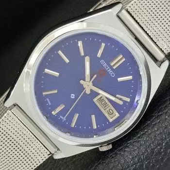 ВОССТАНОВЛЕННЫЕ ВИНТАЖНЫЕ МУЖСКИЕ ЧАСЫ SEIKO EXPO 70 AUTOMATIC JAPAN С СИНИМ ЦИФЕРБЛАТОМ a433582-2 R117-a433582