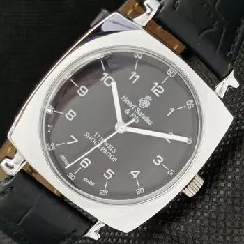 ВОССТАНОВЛЕННЫЕ ВИНТАЖНЫЕ МУЖСКИЕ НАРУЧНЫЕ ЧАСЫ HENRI SANDOZ & FILS SWISS a416577-2 Sku622a-a416577