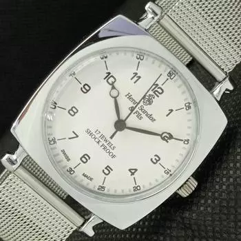 ВОССТАНОВЛЕННЫЕ ВИНТАЖНЫЕ МУЖСКИЕ НАРУЧНЫЕ ЧАСЫ HENRI SANDOZ & FILS SWISS a416444-2 Sku622a-a416444
