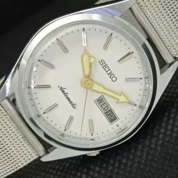 ВОССТАНОВЛЕННЫЕ ВИНТАЖНЫЕ SEIKO 5 AUTO 6119B ЯПОНИЯ МУЖСКИЕ D/D БЕЛЫЕ ЧАСЫ 587b-a308403-2 SKU587b-a308403