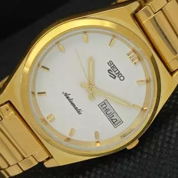 ВОССТАНОВЛЕННЫЕ ВИНТАЖНЫЕ SEIKO 5 AUTO 6309A ЯПОНИЯ МУЖСКИЕ D/D БЕЛЫЕ ЧАСЫ 595a-a312300-9 SKU595a-a312300