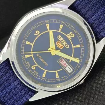 ВОССТАНОВЛЕННЫЕ ВИНТАЖНЫЕ SEIKO 5 AUTO 6309A ЯПОНИЯ МУЖСКИЕ D/D СИНИЕ ЧАСЫ 598-a313130-9 SKU598-a313130