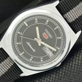 ВОССТАНОВЛЕННЫЕ ВИНТАЖНЫЕ SEIKO 5 AUTO 6309A ЯПОНИЯ МУЖСКИЕ ЧАСЫ D/D ЧЕРНЫЕ 593c-a314856-9 SKU593c-a314856