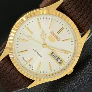 ВОССТАНОВЛЕННЫЕ ВИНТАЖНЫЕ SEIKO 5 AUTO 6309A ЯПОНИЯ МУЖСКИЕ СЕРЕБРЯНЫЕ ЧАСЫ С ЦИФЕРБЛАТОМ a425921-2 RL620a-a425921