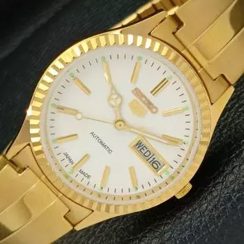 ВОССТАНОВЛЕННЫЕ ВИНТАЖНЫЕ SEIKO 5 AUTO 6309A ЯПОНИЯ МУЖСКИЕ ЧАСЫ С БЕЛЫМ ЦИФЕРБЛАТОМ a425916-2 RL620a-a425916