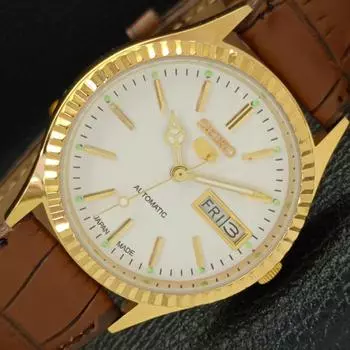 ВОССТАНОВЛЕННЫЕ ВИНТАЖНЫЕ SEIKO 5 AUTO 6309A ЯПОНИЯ МУЖСКИЕ ЧАСЫ С БЕЛЫМ ЦИФЕРБЛАТОМ a425914-2 RL620a-a425914