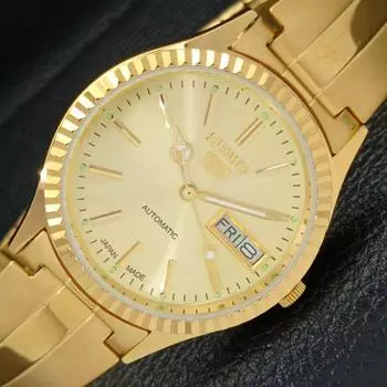 ВОССТАНОВЛЕННЫЕ ВИНТАЖНЫЕ SEIKO 5 AUTO 6309A ЯПОНИЯ МУЖСКИЕ ЗОЛОТЫЕ ЧАСЫ С ЦИФЕРБЛАТОМ a425919-2 RL620a-a425919