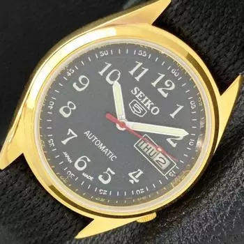 ВОССТАНОВЛЕННЫЕ ВИНТАЖНЫЕ SEIKO 5 AUTO 6309A ЯПОНИЯ МУЖСКИЕ ЧАСЫ С ЧЕРНЫМ ЦИФЕРБЛАТОМ a425923-2 RL620a-a425923