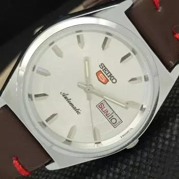 ВОССТАНОВЛЕННЫЕ ВИНТАЖНЫЕ SEIKO 5 AUTO 6309A ЯПОНИЯ МУЖСКИЕ СЕРЕБРЯНЫЕ ЧАСЫ 593c-a314838-2 SKU593c-a314838