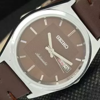 ВОССТАНОВЛЕННЫЕ ВИНТАЖНЫЕ SEIKO 5 AUTO 6309A ЯПОНИЯ МУЖСКИЕ D/D КОРИЧНЕВЫЕ ЧАСЫ 593c-a314824-2 SKU593c-a314824