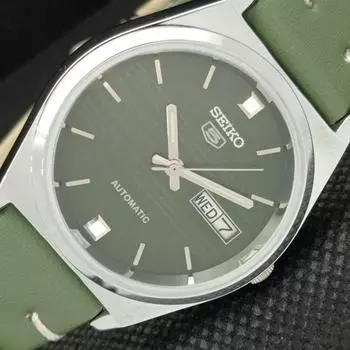 ВОССТАНОВЛЕННЫЕ ВИНТАЖНЫЕ SEIKO 5 AUTO 6309A ЯПОНИЯ МУЖСКИЕ D/D ЗЕЛЕНЫЕ ЧАСЫ 593c-a314862-9 SKU593c-a314862