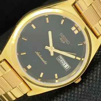 ВОССТАНОВЛЕННЫЕ ВИНТАЖНЫЕ SEIKO 5 AUTO 6309A ЯПОНИЯ МУЖСКИЕ ЧАСЫ D/D ЧЕРНЫЕ 595a-a312284-9 SKU595a-a312284