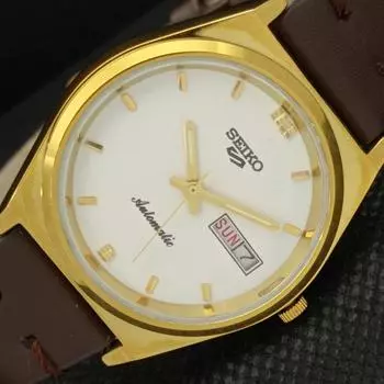 ВОССТАНОВЛЕННЫЕ ВИНТАЖНЫЕ SEIKO 5 AUTO 6309A ЯПОНИЯ МУЖСКИЕ D/D БЕЛЫЕ ЧАСЫ 595a-a312287-2 SKU595a-a312287