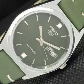 ВОССТАНОВЛЕННЫЕ ВИНТАЖНЫЕ SEIKO 5 AUTO 6309A ЯПОНИЯ МУЖСКИЕ D/D ЗЕЛЕНЫЕ ЧАСЫ 593c-a314854-9 SKU593c-a314854