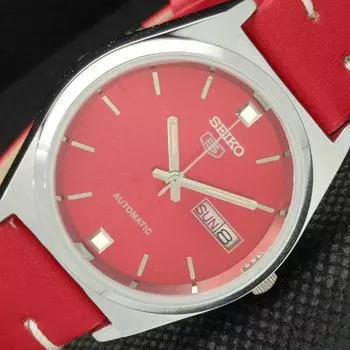 ВОССТАНОВЛЕННЫЕ ВИНТАЖНЫЕ SEIKO 5 AUTO 6309A ЯПОНИЯ МУЖСКИЕ D/D КРАСНЫЕ ЧАСЫ 593c-a314811-9 SKU593c-a314811