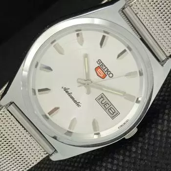 ВОССТАНОВЛЕННЫЕ ВИНТАЖНЫЕ SEIKO 5 AUTO 6309A ЯПОНИЯ МУЖСКИЕ СЕРЕБРЯНЫЕ ЧАСЫ 593c-a314861-2 SKU593c-a314861