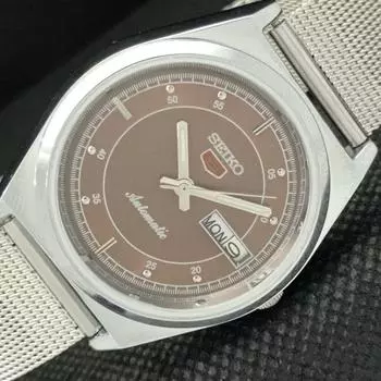ВОССТАНОВЛЕННЫЕ ВИНТАЖНЫЕ SEIKO 5 AUTO 6309A ЯПОНИЯ МУЖСКИЕ D/D КОРИЧНЕВЫЕ ЧАСЫ 593c-a314867-2 SKU593c-a314867