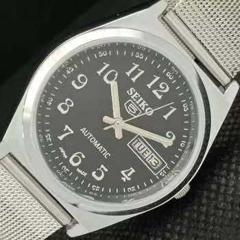 ВОССТАНОВЛЕННЫЕ ВИНТАЖНЫЕ SEIKO 5 AUTO 6309A ЯПОНИЯ МУЖСКИЕ ЧАСЫ D/D ЧЕРНЫЕ 595c-a319211-2 SKU595c-a319211