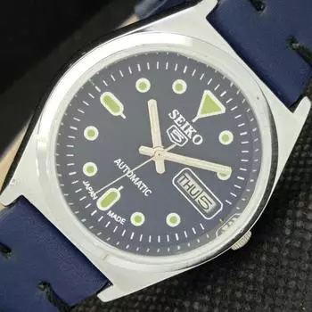 ВОССТАНОВЛЕННЫЕ ВИНТАЖНЫЕ SEIKO 5 AUTO 6309A ЯПОНИЯ МУЖСКИЕ D/D СИНИЕ ЧАСЫ 595c-a319203-2 SKU595c-a319203