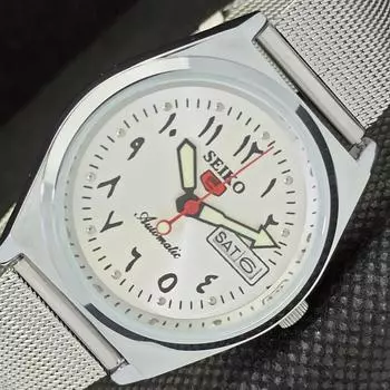 ВОССТАНОВЛЕННЫЕ ВИНТАЖНЫЕ SEIKO 5 AUTO 6309A ЯПОНИЯ МУЖСКИЕ АРАБСКИЕ ЧАСЫ 533d-a280126-9 SKU533d-a280126