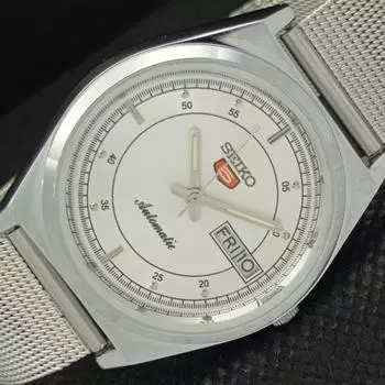 ВОССТАНОВЛЕННЫЕ ВИНТАЖНЫЕ SEIKO 5 AUTO 6309A ЯПОНИЯ МУЖСКИЕ СЕРЕБРЯНЫЕ ЧАСЫ 593a-a311249-2 SKU593a-a311249