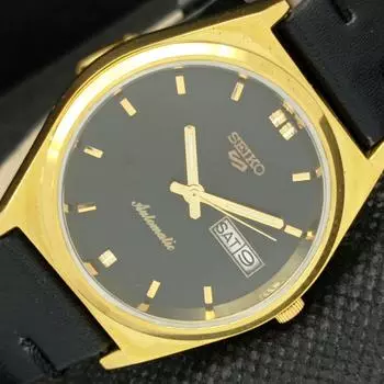 ВОССТАНОВЛЕННЫЕ ВИНТАЖНЫЕ SEIKO 5 AUTO 6309A ЯПОНИЯ МУЖСКИЕ ЧАСЫ D/D ЧЕРНЫЕ 595a-a312285-2 SKU595a-a312285