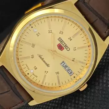 ВОССТАНОВЛЕННЫЕ ВИНТАЖНЫЕ SEIKO 5 AUTO 6309A ЯПОНИЯ МУЖСКИЕ ЗОЛОТЫЕ ЧАСЫ 593c-a314902-2 SKU593c-a314902