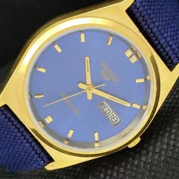ВОССТАНОВЛЕННЫЕ ВИНТАЖНЫЕ SEIKO 5 AUTO 6309A ЯПОНИЯ МУЖСКИЕ D/D СИНИЕ ЧАСЫ 593c-a314904-2 SKU593c-a314904