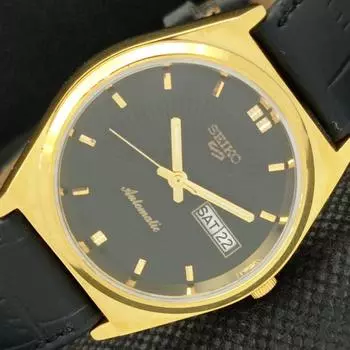 ВОССТАНОВЛЕННЫЕ ВИНТАЖНЫЕ SEIKO 5 AUTO 6309A ЯПОНИЯ МУЖСКИЕ ЧАСЫ D/D ЧЕРНЫЕ 593c-a314891-9 SKU593c-a314891