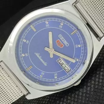 ВОССТАНОВЛЕННЫЕ ВИНТАЖНЫЕ SEIKO 5 AUTO 6309A ЯПОНИЯ МУЖСКИЕ D/D СИНИЕ ЧАСЫ 593c-a314857-2 SKU593c-a314857