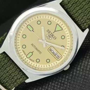ВОССТАНОВЛЕННЫЕ ВИНТАЖНЫЕ SEIKO 5 AUTO 6349A ЯПОНИЯ МУЖСКИЕ ЗОЛОТЫЕ ЧАСЫ 595c-a319225-2 SKU595c-a319225
