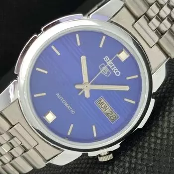 ВОССТАНОВЛЕННЫЕ ВИНТАЖНЫЕ SEIKO 5 AUTO 7009A ЯПОНИЯ МУЖСКИЕ D/D СИНИЕ ЧАСЫ 588c-a313923-2 SKU588c-a313923