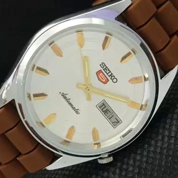 ВОССТАНОВЛЕННЫЕ ВИНТАЖНЫЕ SEIKO 5 AUTO 7009A ЯПОНИЯ МУЖСКИЕ D/D СЕРЕБРЯНЫЕ ЧАСЫ 603-a313717-2 SKU603-a313717