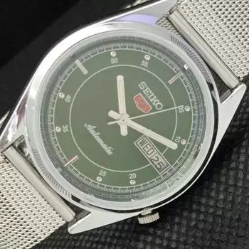 ВОССТАНОВЛЕННЫЕ ВИНТАЖНЫЕ SEIKO 5 AUTO 7009A ЯПОНИЯ МУЖСКИЕ D/D ЗЕЛЕНЫЕ ЧАСЫ 605-a314208-9 SKU605-a314208